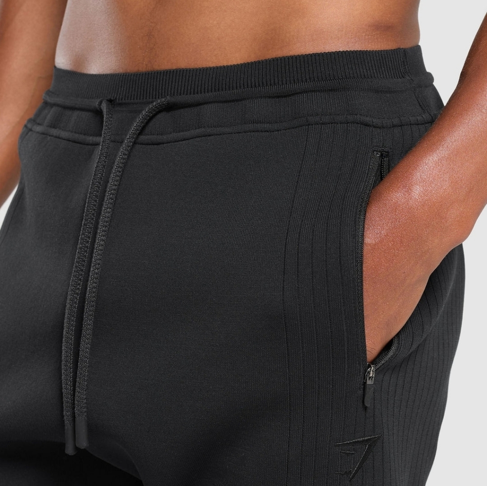 Gymshark Men's Flat Knit Black Joggers Size XXL.